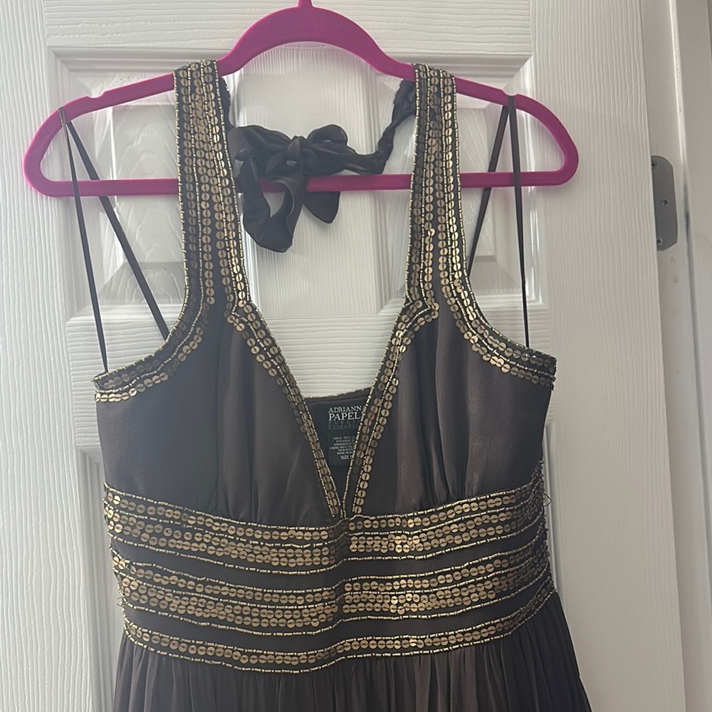 Beautiful Brown Dress with Gold Sequins